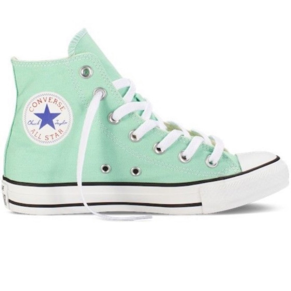 Mint green high top converse